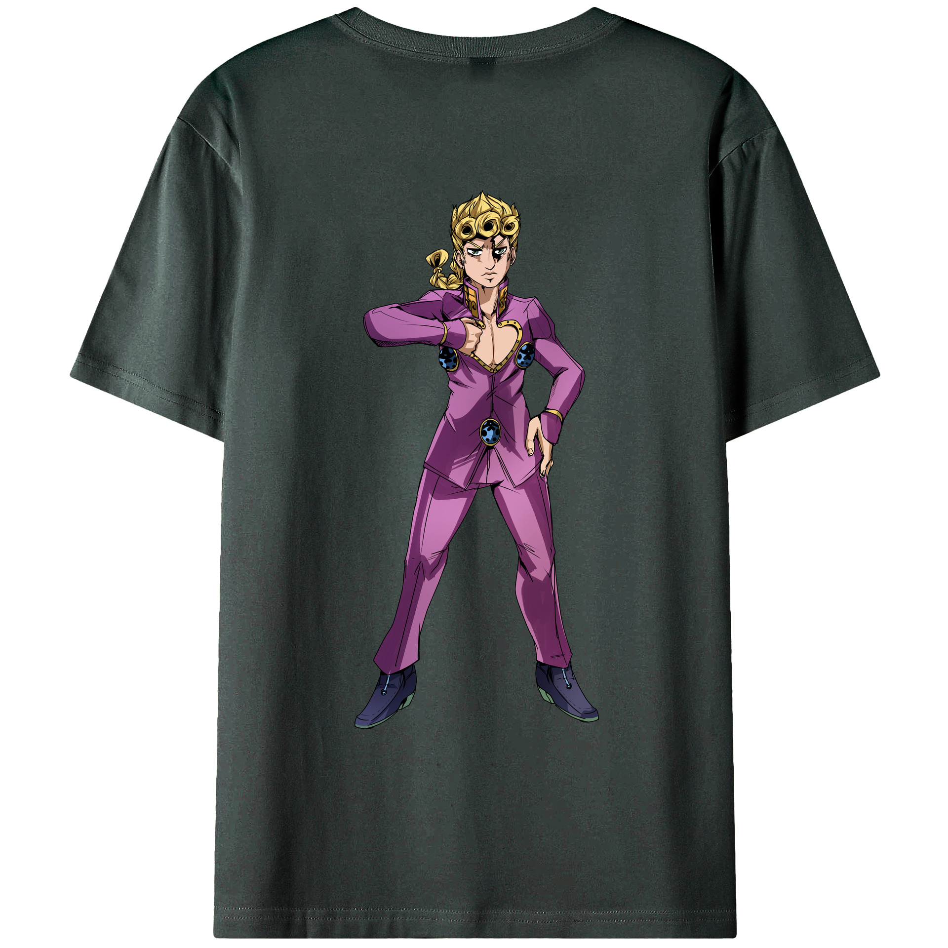 （画像用） ジョジョの奇妙な冒険 ジョルノ?ジョバァーナ JoJo's Bizarre Adventure Giorno Giovanna 綿100％ メンズ半袖Tシャツ（バックプリント） 通気性